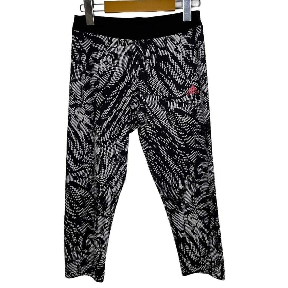 ADIDAS Cropped Leggings Dots Swirl Abstract Pattern Workout Yoga